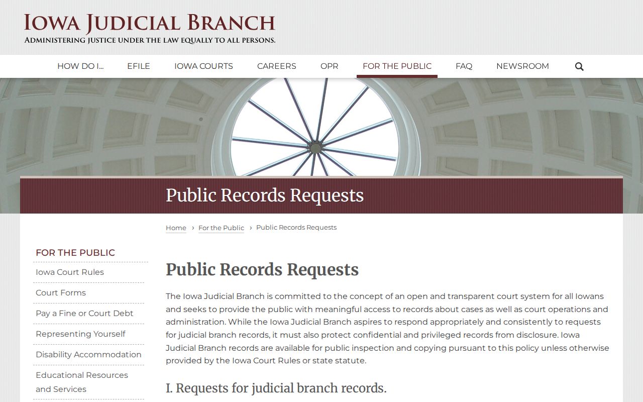 Iowa public records custodians and request guidance for Winneshiek County warrant records
