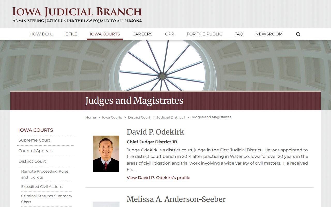 Winneshiek County traffic warrant District 1 judicial roster