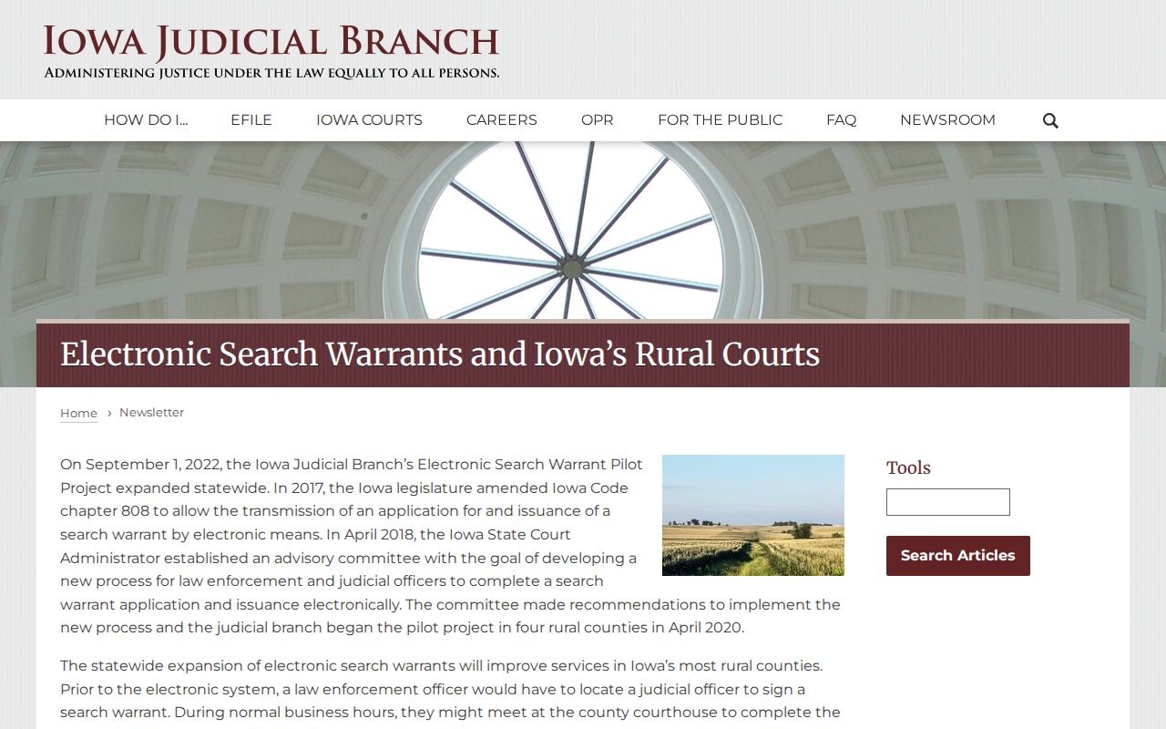Winneshiek County traffic warrant rural electronic court context