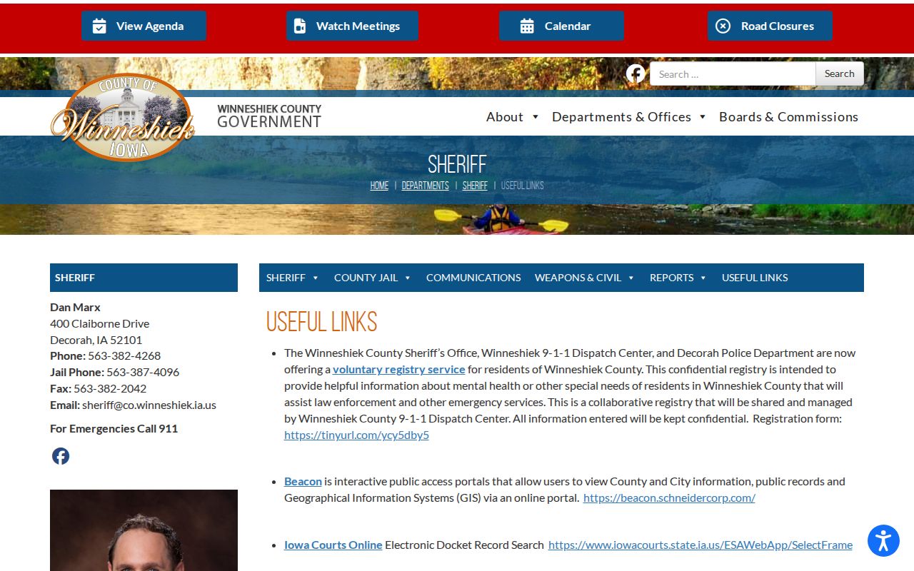 Winneshiek County warrant records link to Iowa Courts Online